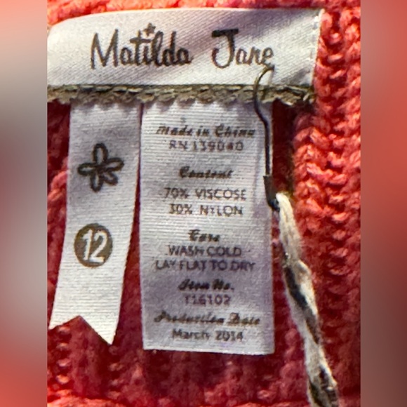 Matilda Jane Coral Casual Sweater Jacket Size 12 Swing Chunky - Picture 9 of 9
